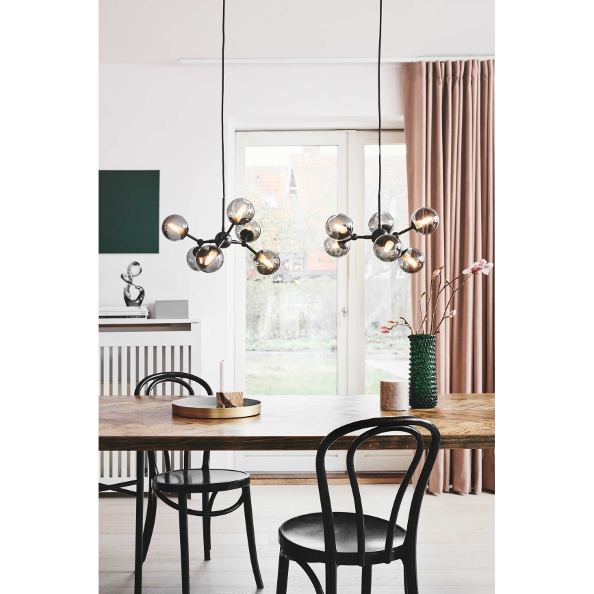 Halo Design 736553 - Luster na sajli ATOM 6xG9/28W/230V promjer 45 cm crna/zadimljena crna