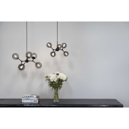 Halo Design 736553 - Luster na sajli ATOM 6xG9/28W/230V promjer 45 cm crna/zadimljena crna