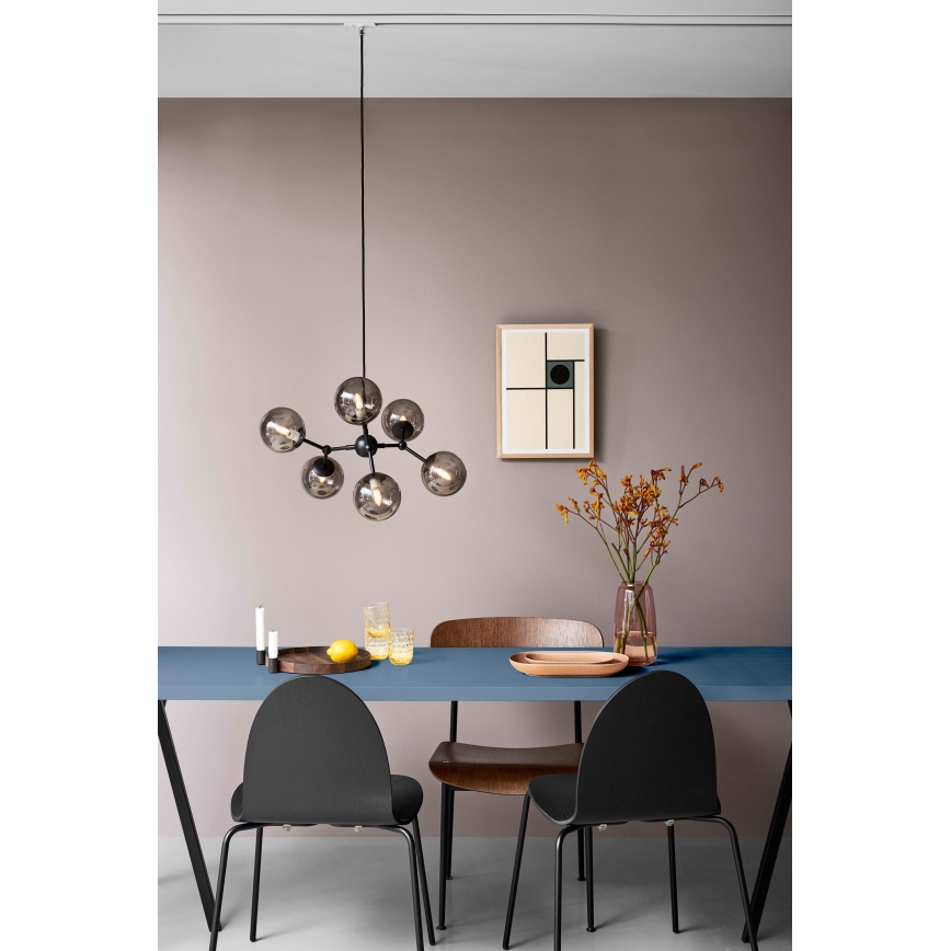 Halo Design 738823 - Viseći luster na sajli ATOM 6xG9/28W/230V promjer 57 cm crna/dimljeno-crna