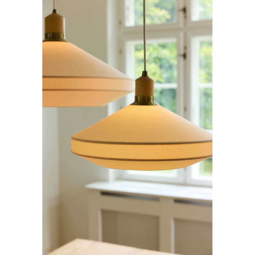 Halo Design 744091 - Luster na kabelu PARIS 1xE14/40W/230V promjer 24 cm krem/mesing/hrast