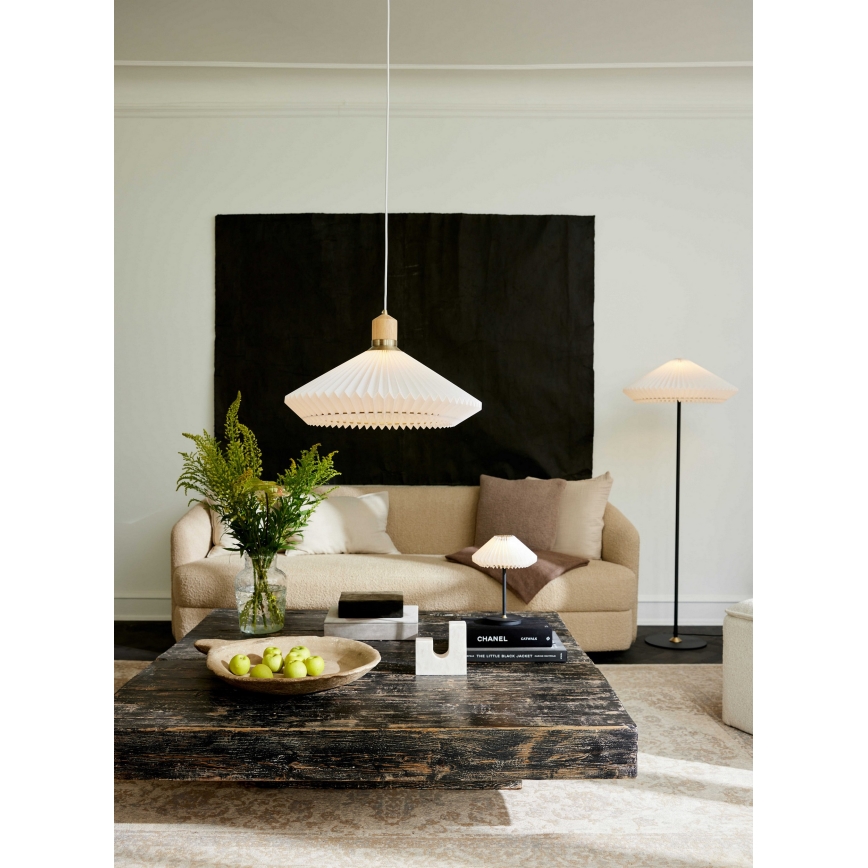 Halo Design 744268 - Luster na sajli PARIS 1xE27/60W/230V promjer 56 cm bijela/mesing/hrast