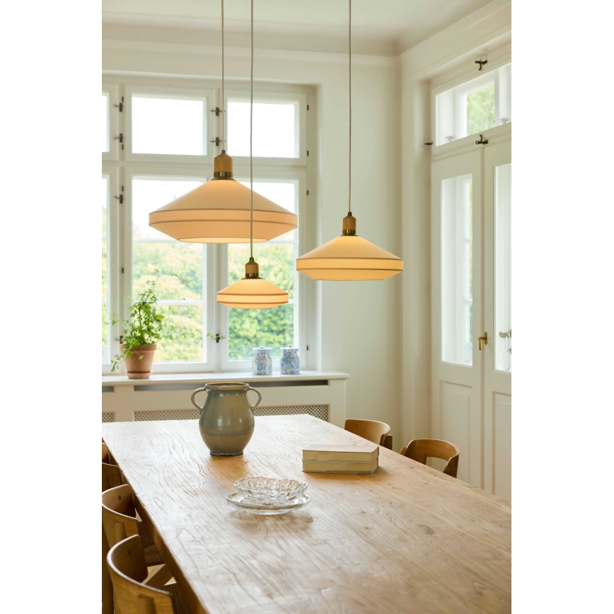 Halo Design 744305 - Luster na sajli PARIS 1xE27/40W/230V Ø 56 cm krem/mesing/hrast
