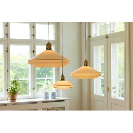 Halo Design 744305 - Luster na sajli PARIS 1xE27/40W/230V Ø 56 cm krem/mesing/hrast