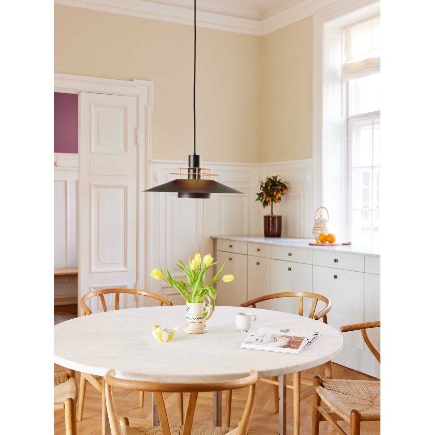 Halo Design 744503 - Luster na sajli RIVOLI 1xE27/40W/230V Ø 50 cm crna/bakrena
