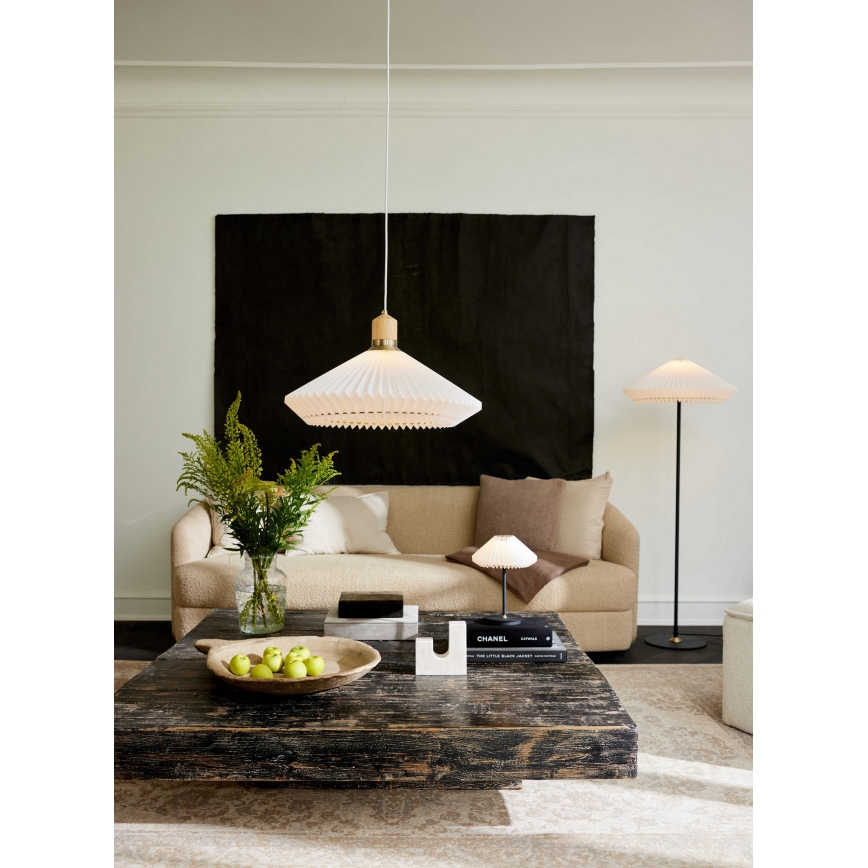 Halo Design 745043 - Podna lampa PARIS 1xE27/40W/230V crna/bijela/hrast