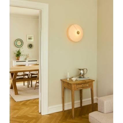 Halo Design 745104 - Zidna svjetiljka PARIS 1xE27/40W/230V pr. 40 cm bijela/mesing/hrast