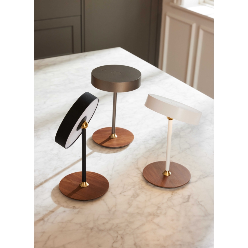 Halo Design 745777 - LED stolna lampa ON THE MOVE, prigušiva i punjiva, LED/2,5W/4000 mAh, crna/drvo
