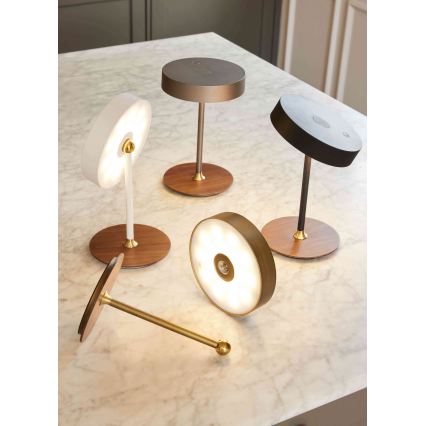 Halo Design 745777 - LED stolna lampa ON THE MOVE, prigušiva i punjiva, LED/2,5W/4000 mAh, crna/drvo