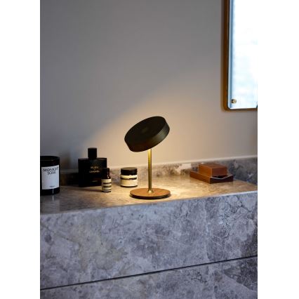 Halo Design 745784 - LED stolna lampa ON THE MOVE, s mogućnošću prigušivanja, punjiva, LED/2,5W/4000 mAh, mesing/drvo