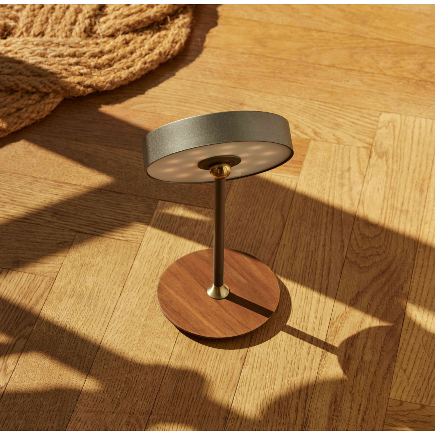 Halo Design 745791 - Punjiva LED stolna lampa s prigušivanjem ON THE MOVE LED/2,5W/4000 mAh siva/drvo