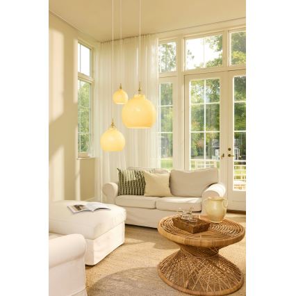 Halo Design 748006 - Luster na sajli TOSCANA 1xE27/40W/230V Ø 27 cm bež/mesing
