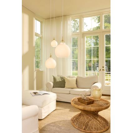 Halo Design 748068 - Luster na kabelu TOSCANA 1xE27/40W/230V promjer 36 cm krem/mesing