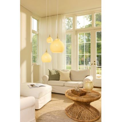 Halo Design 748075 - Luster na sajli TOSCANA 1xE27/40W/230V Ø 36 cm bež/mesing