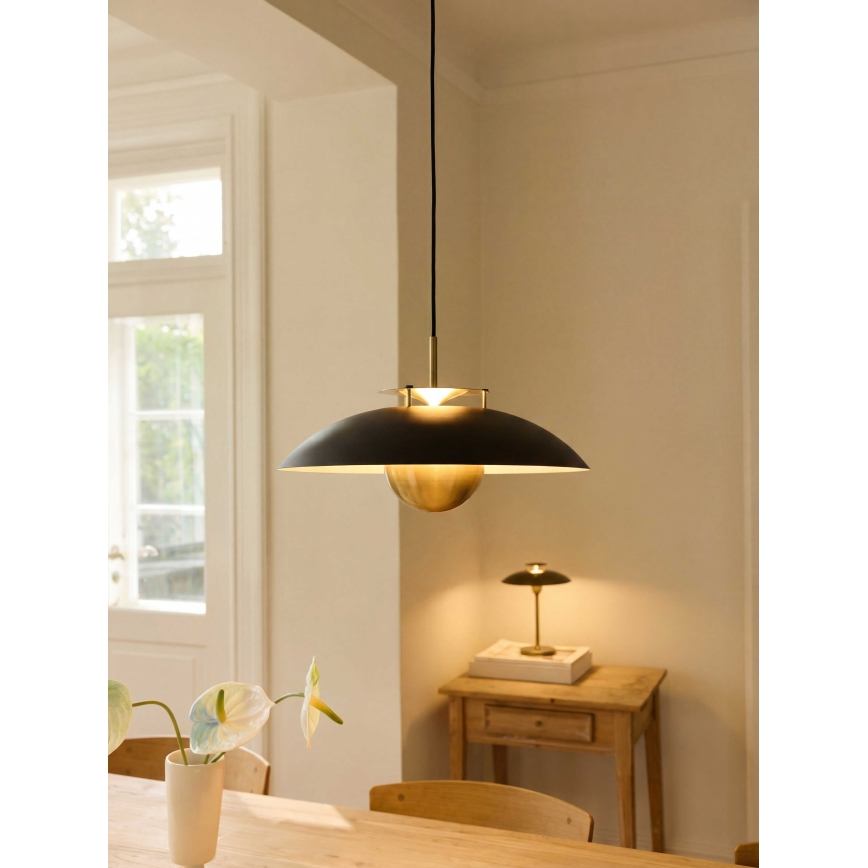 Halo Design 749102 - STEPP LED luster na sajli s mogućnošću prigušivanja LED/24W/230V Ø 46 cm crna/mesing