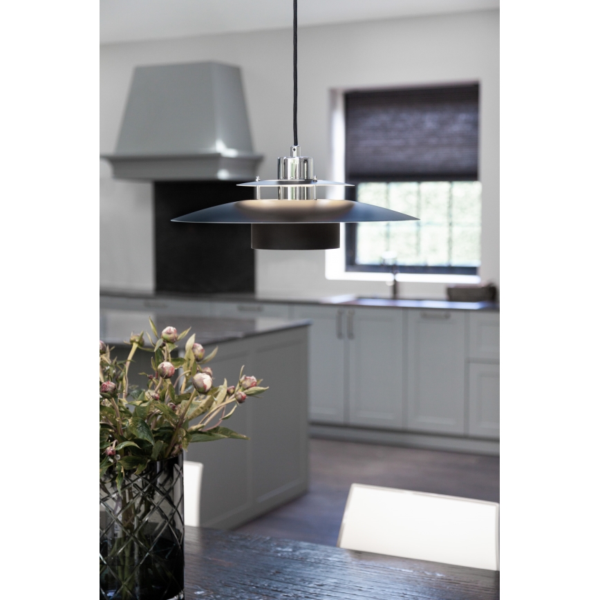 Halo Design 990259 - Luster na sajli SORUP 1xE27/40W/230V Ø 40 cm, crna/sjajni krom