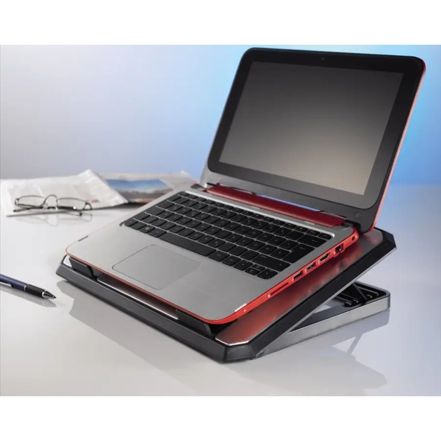 Hama - Hladnjak za prijenosno računalo s 2 ventilatora USB mat krom