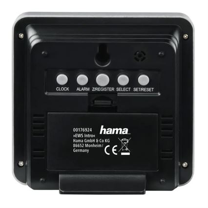 Hama - Meteorološka stanica s LCD zaslonom i budilicom 2xAA + 2xAA crna/siva