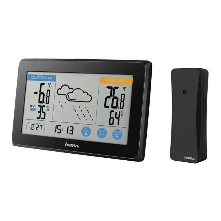 Hama - Meteorološka stanica s LCD zaslonom u boji 3xAAA/2xAAA  crna
