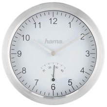 Hama - Zidni sat za kupaonicu s termometrom 1xAA IPX4 srebrna