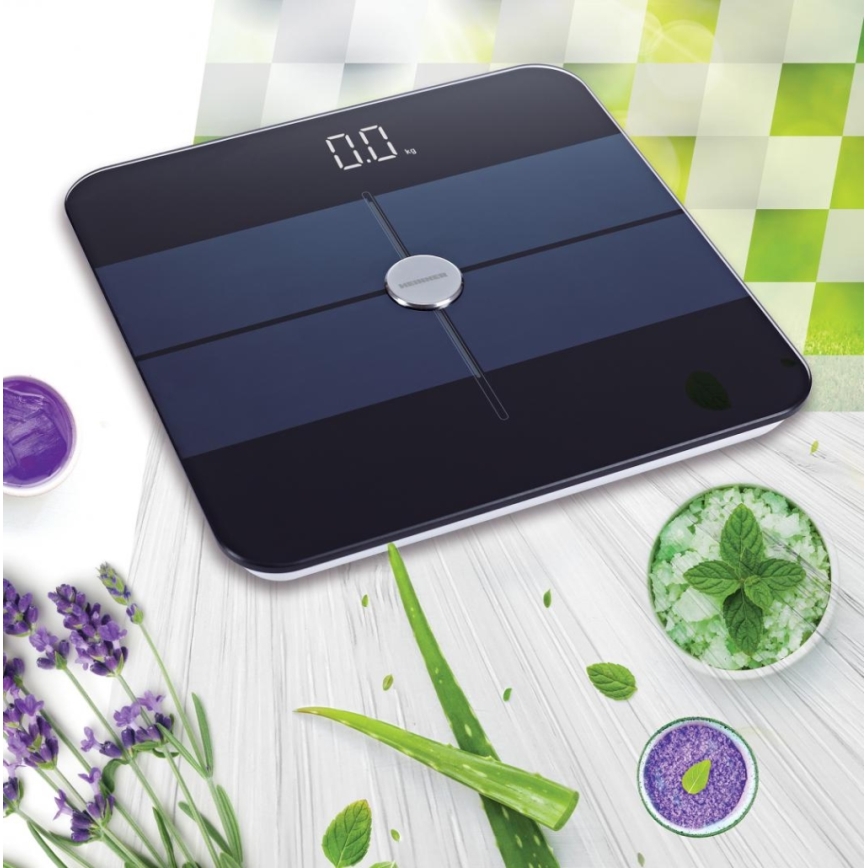 Heinner HBS-BTH180BK - Digitalna osobna vaga 2xAAA crna/plava