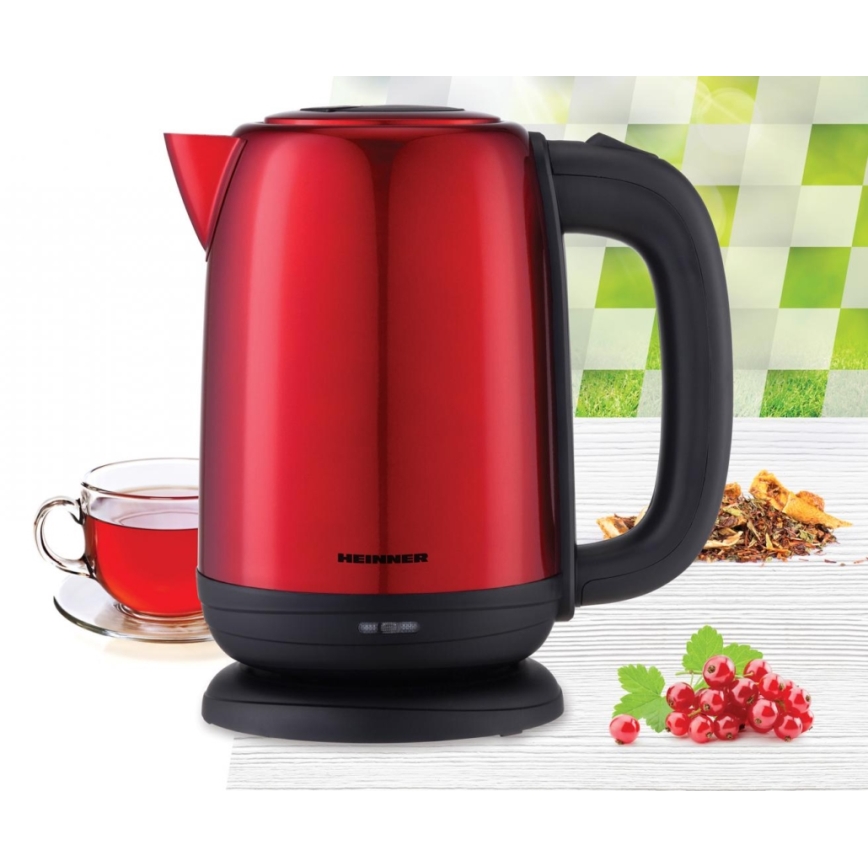 Heinner HEK-2200RDSS - Brzo kuhalo za vodu 1,7 l 2200W/230V crveno/crno