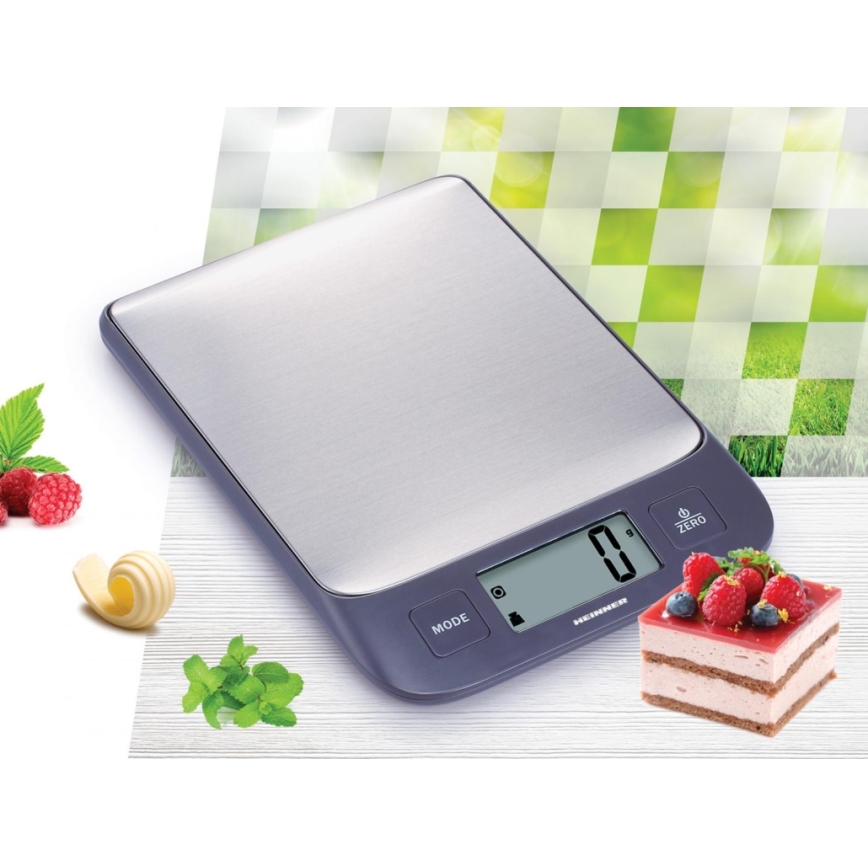 Heinner HKS-5IXBK - Digitalna kuhinjska vaga 2xAAA siva/matni krom