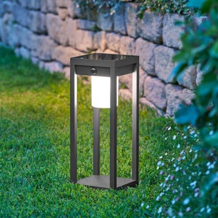 Hesperide - LED solarna svjetiljka s senzorom pokreta i sumraka PIKY LED/3,7V 2600 mAh 40 cm IP65 antracit