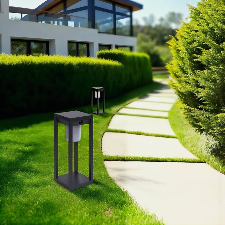 Hesperide - LED solarna svjetiljka s senzorom pokreta i sumraka PIKY LED/3,7V 2600 mAh 40 cm IP65 antracit