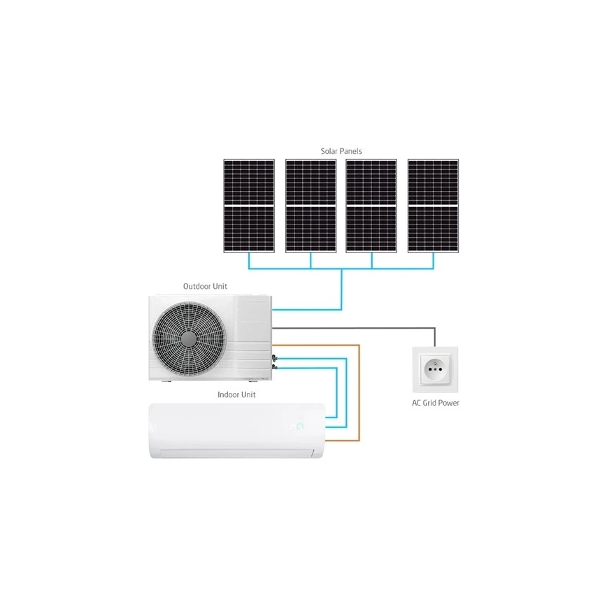 Hibridni solarni klima uređaj 3,5 kW Tuya Wi-Fi bijeli + daljinski upravljač