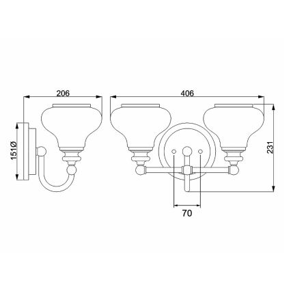 Hinkley - LED Zidna svjetiljka za kupaonicu AINSLEY 2xG9/3W/230V IP44 mat krom