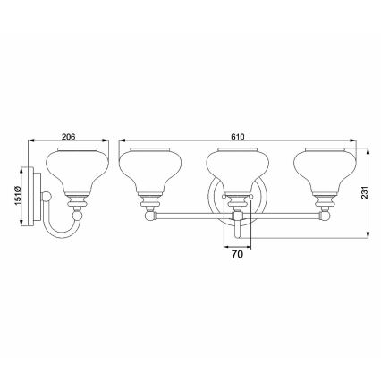 Hinkley - LED Zidna svjetiljka za kupaonicu AINSLEY 3xG9/3W/230V IP44