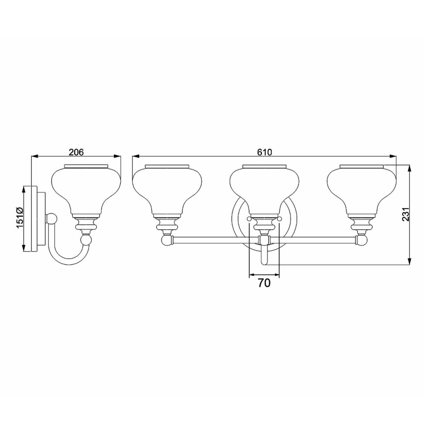 Hinkley - LED Zidna svjetiljka za kupaonicu AINSLEY 3xG9/3W/230V IP44