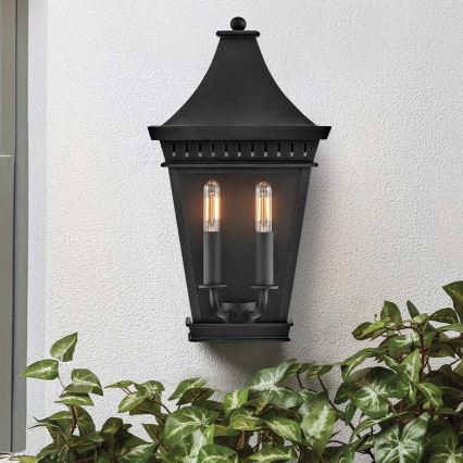 Hinkley - Vanjska zidna svjetiljka CHAPEL HILL 2xE14/40W/230V IP44 crna