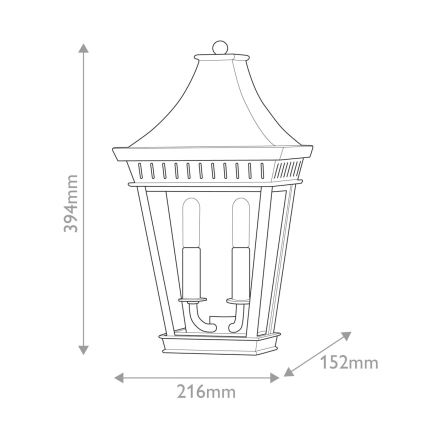 Hinkley - Vanjska zidna svjetiljka CHAPEL HILL 2xE14/40W/230V IP44 crna