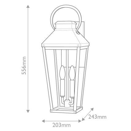 Hinkley - Vanjska zidna svjetiljka DAWSON 2xE14/40W/230V IP44 crna