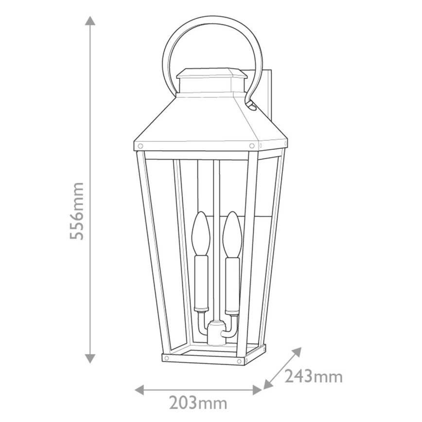 Hinkley - Vanjska zidna svjetiljka DAWSON 2xE14/40W/230V IP44 crna