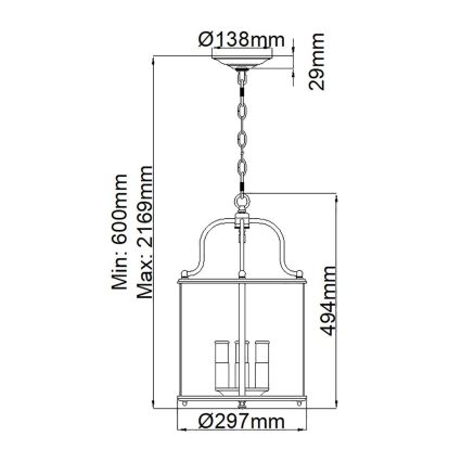 Hinkley - Luster na lancu GENTRY 4xE14/60W/230V sjajni krom