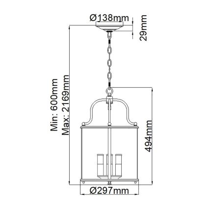 Hinkley - Luster na lancu GENTRY 4xE14/60W/230V matni krom