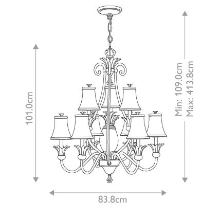 Hinkley - Luster na lancu PLANTATION 10xE14/40W/230V brončana