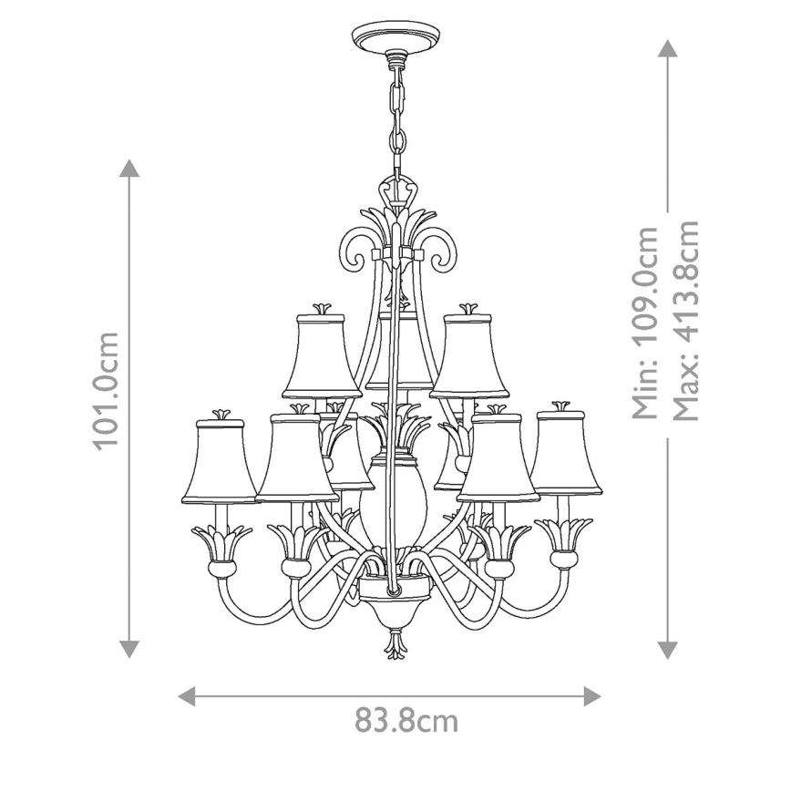 Hinkley - Luster na lancu PLANTATION 10xE14/40W/230V brončana