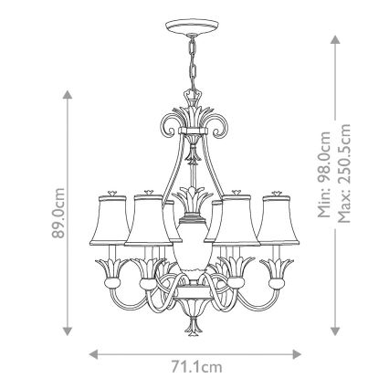 Hinkley - Luster na lancu PLANTATION 7xE14/40W/230V brončana