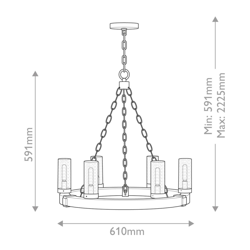 Hinkley - Luster na lancu SAWYER 6xE14/40W/230V smeđi