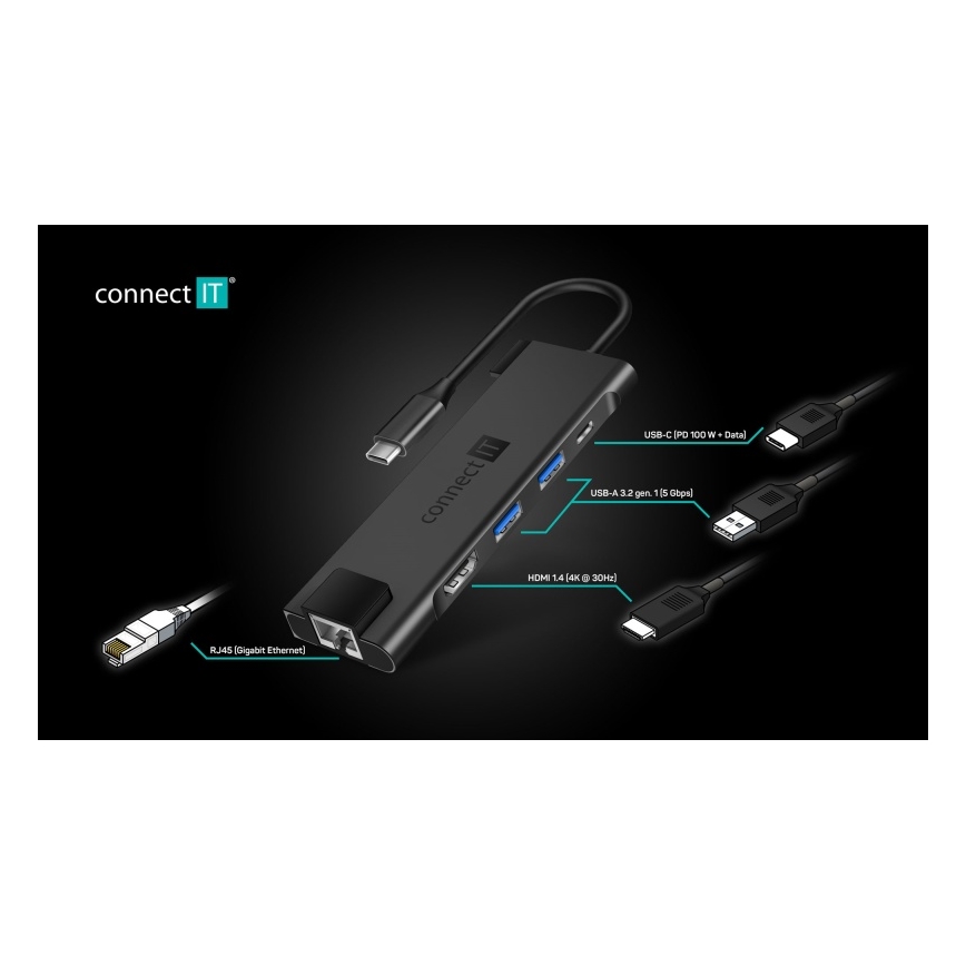 CONNECT IT CHU-8020-AN - USB-C hub 5u1