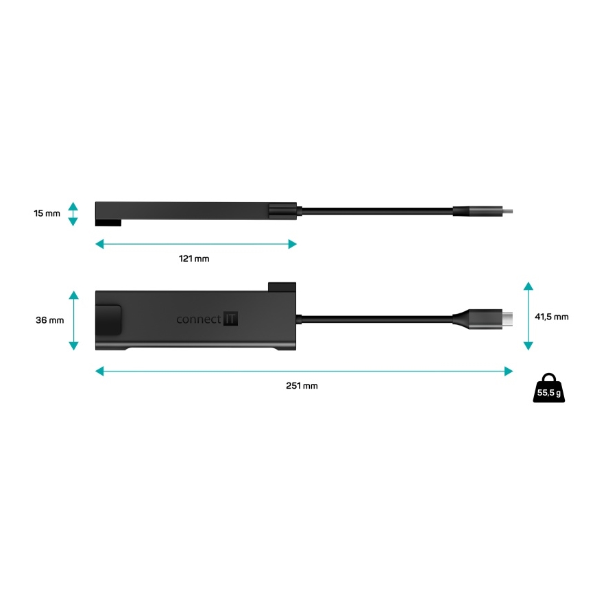 CONNECT IT CHU-8020-AN - USB-C hub 5u1