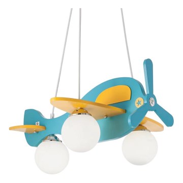 Ideal Lux - Dječji luster na sajli AVION 3xE14/28W/230V, plave boje