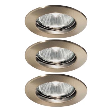 Ideal Lux - Komplet od 3 ugradnih stropnih svjetiljki JAZZ 1xGU10/50W/230V, promjer 7,7 cm, brončane