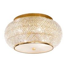 Ideal Lux - Kristalna stropna svjetiljka PASHA 6xE14/40W/230V pr. 40 cm zlatna