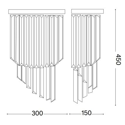 Ideal Lux - Kristalna zidna svjetiljka CARLTON 3xE14/40W/230V zlatna