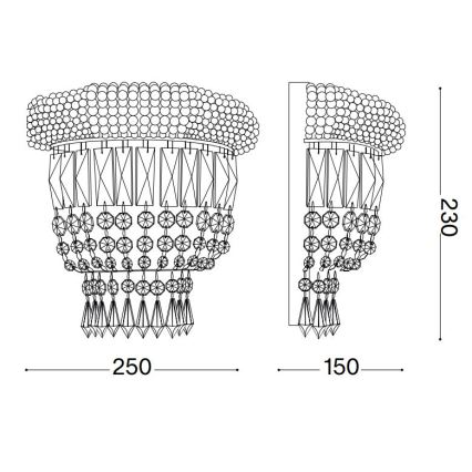 Ideal Lux - Kristalna zidna svjetiljka DUBAI 2xE14/28W/230V sjajni krom