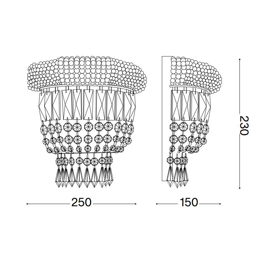 Ideal Lux - Kristalna zidna svjetiljka DUBAI 2xE14/28W/230V sjajni krom